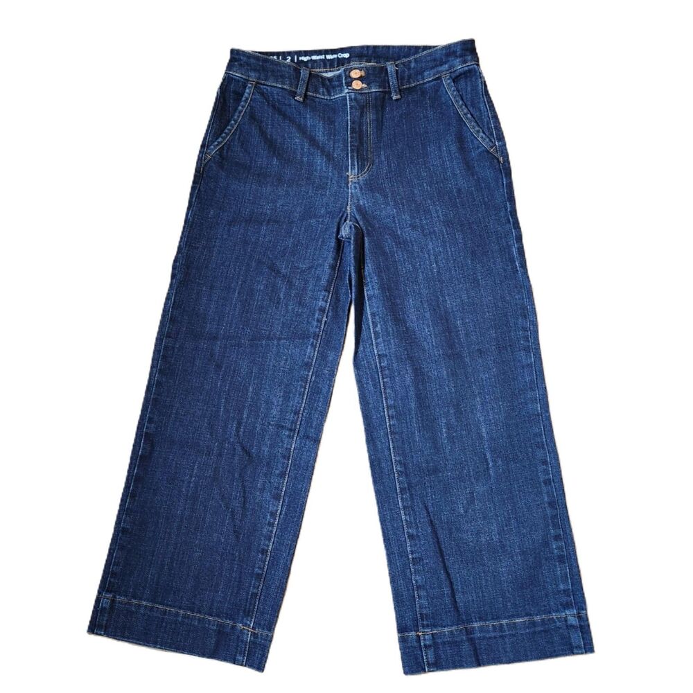 Talbots Flawless High Waist Wide Crop Pants Women’s 2 Blue